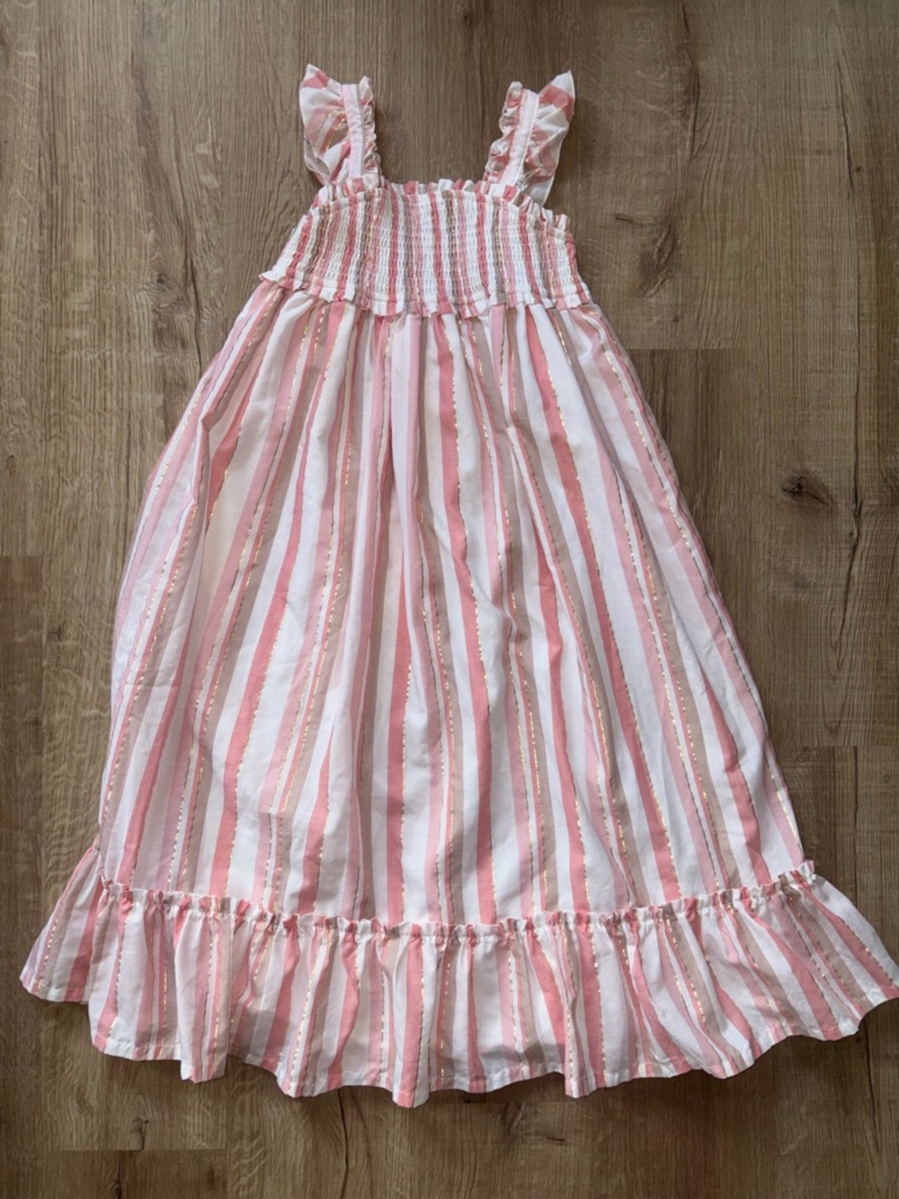 Haute Hippie Pink & White Striped Sundress with Ruffle Straps Family Pictures 7
